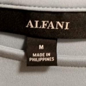 FINAL PRICE NWT ALFANI powder blue 3/4 sleeve flared tiered sheer hemmed blouse